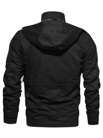 Men's Mid-Length Loose Stand Collar Hooded Cotton Top Youth Men's Jacket - Hiccupzz