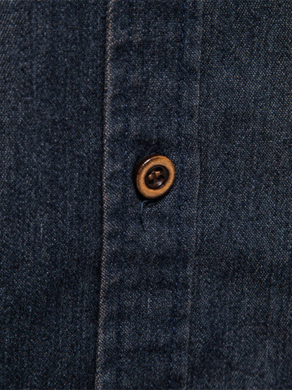 Denim non-iron shirt men's casual solid color non-iron men's long-sleeved shirt - Hiccupzz