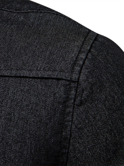 Denim non-iron shirt men's casual solid color non-iron men's long-sleeved shirt - Hiccupzz