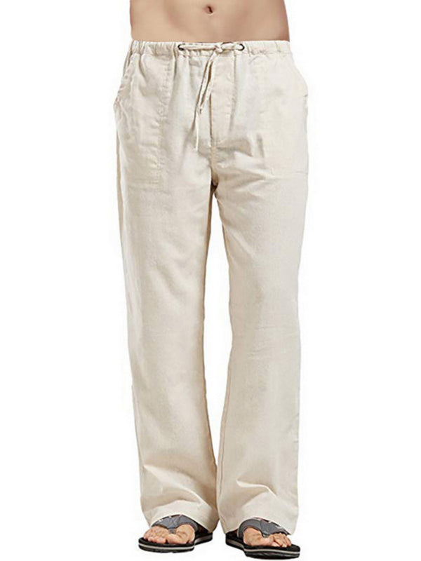 Men's Solid Color Linen Blend Drawstring Pants