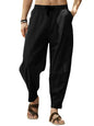 Men's casual loose cotton and linen drawstring hip-hop lantern pencil pants - Hiccupzz