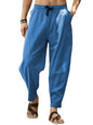 Men's casual loose cotton and linen drawstring hip-hop lantern pencil pants - Hiccupzz