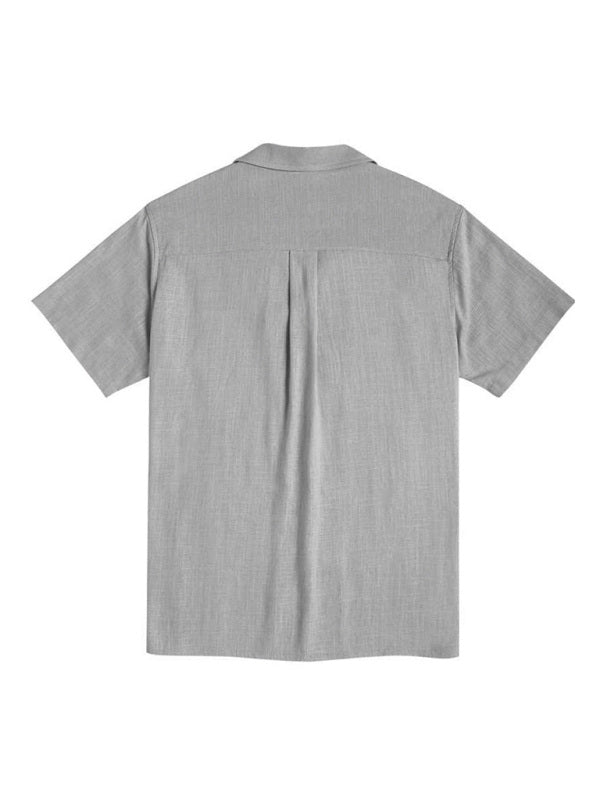 Men's Loose Casual Linen Shirt Cuban Guayabera Short Sleeve Beach Shirt - Hiccupzz