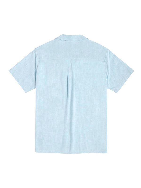 Men's Loose Casual Linen Shirt Cuban Guayabera Short Sleeve Beach Shirt - Hiccupzz