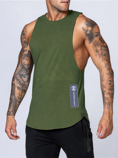 Men's Solid Color Round Neck Casual Breathable Slim Fit Sports Vest - Hiccupzz