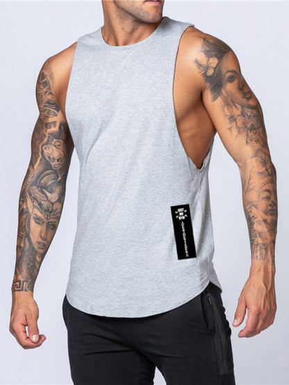 Men's Solid Color Round Neck Casual Breathable Slim Fit Sports Vest - Hiccupzz