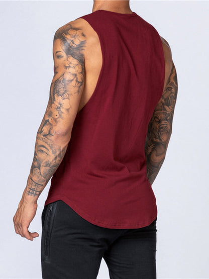 Men's Solid Color Round Neck Casual Breathable Slim Fit Sports Vest - Hiccupzz