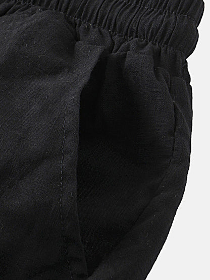 Men's Cotton Linen Casual Set – Solid Color Short-Sleeve T-Shirt & Shorts