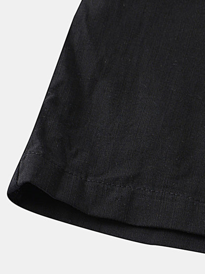 Men's Cotton Linen Casual Set – Solid Color Short-Sleeve T-Shirt & Shorts