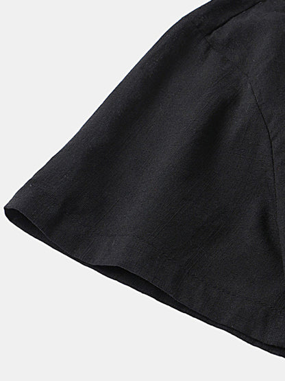 Men's Cotton Linen Casual Set – Solid Color Short-Sleeve T-Shirt & Shorts