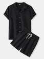 Men's Cotton Linen Casual Set – Solid Color Short-Sleeve T-Shirt & Shorts