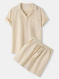 Men's Cotton Linen Casual Set – Solid Color Short-Sleeve T-Shirt & Shorts