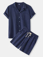Men's Cotton Linen Casual Set – Solid Color Short-Sleeve T-Shirt & Shorts