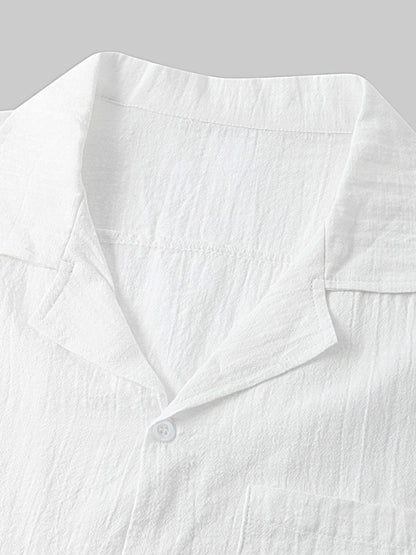Men's Cotton Linen Casual Set – Solid Color Short-Sleeve T-Shirt & Shorts