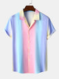 Men's Rainbow Color Short Sleeve Button-Up Camp Shirt - Hiccupzz
