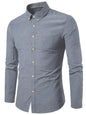 Men's Casual Slim Cotton Oxford Solid Color Large Size Bottom Shirt Long Sleeves - Hiccupzz