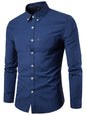 Men's Casual Slim Cotton Oxford Solid Color Large Size Bottom Shirt Long Sleeves - Hiccupzz