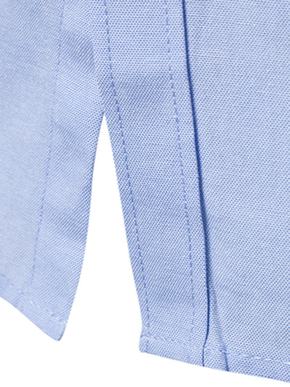 Men's Casual Slim Cotton Oxford Solid Color Large Size Bottom Shirt Long Sleeves - Hiccupzz