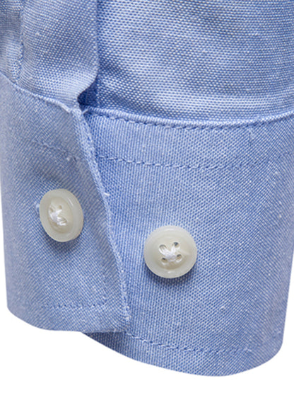 Men's Casual Slim Cotton Oxford Solid Color Large Size Bottom Shirt Long Sleeves - Hiccupzz