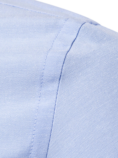 Men's Casual Slim Cotton Oxford Solid Color Large Size Bottom Shirt Long Sleeves - Hiccupzz