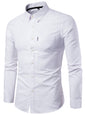 Men's Casual Slim Cotton Oxford Solid Color Large Size Bottom Shirt Long Sleeves - Hiccupzz