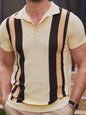 New striped jacquard sweater Short-sleeved business casual Polo shirt - Hiccupzz