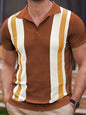 New striped jacquard sweater Short-sleeved business casual Polo shirt - Hiccupzz