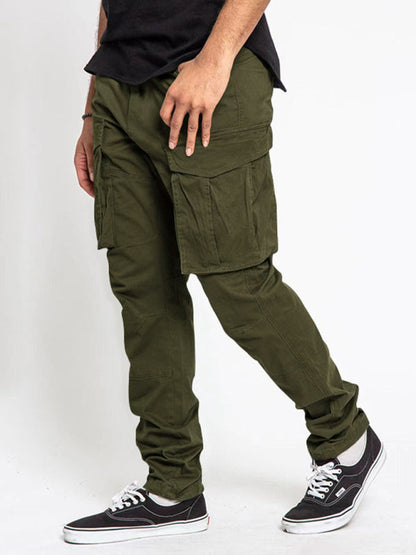 Men's Solid Color Multi-Pocket Casual Cargo Pants - Hiccupzz
