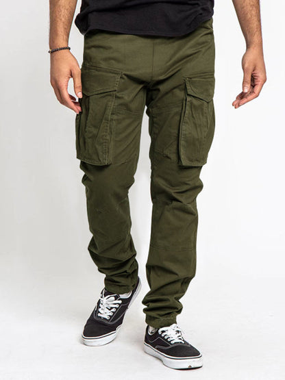 Men's Solid Color Multi-Pocket Casual Cargo Pants - Hiccupzz