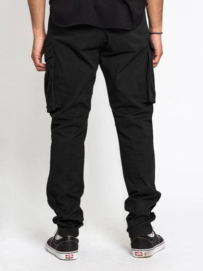 Men's Solid Color Multi-Pocket Casual Cargo Pants - Hiccupzz