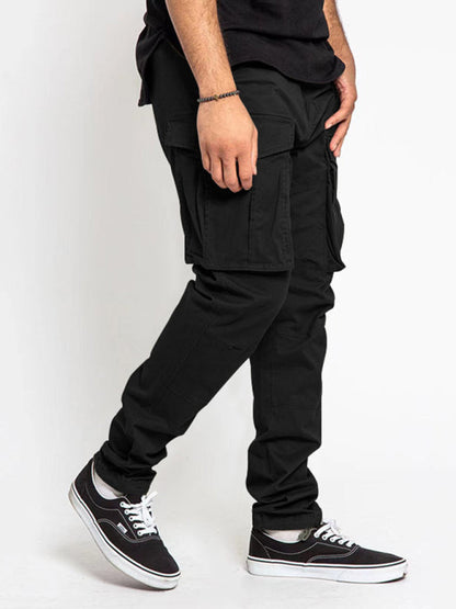 Men's Solid Color Multi-Pocket Casual Cargo Pants - Hiccupzz
