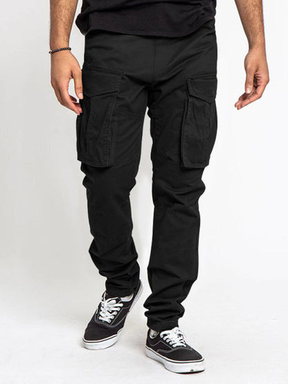 Men's Solid Color Multi-Pocket Casual Cargo Pants - Hiccupzz