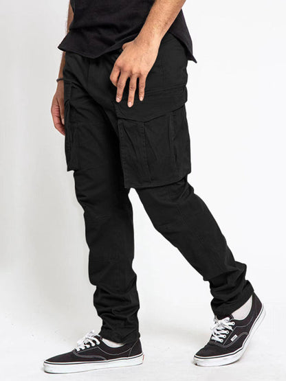 Men's Solid Color Multi-Pocket Casual Cargo Pants - Hiccupzz
