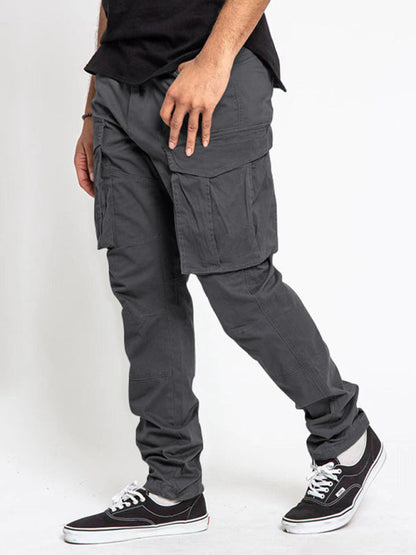 Men's Solid Color Multi-Pocket Casual Cargo Pants - Hiccupzz