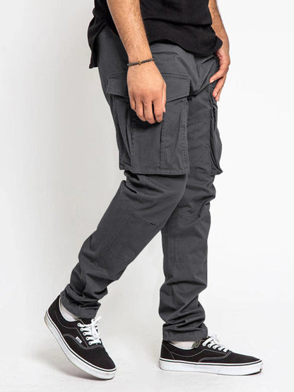 Men's Solid Color Multi-Pocket Casual Cargo Pants - Hiccupzz