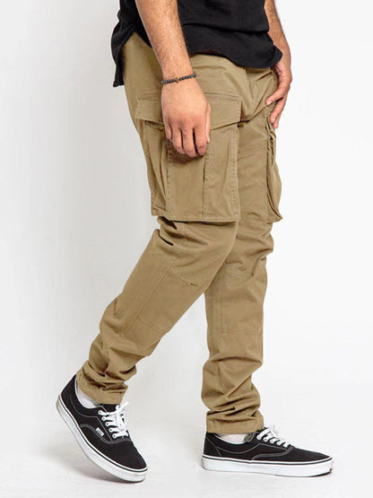 Men's Solid Color Multi-Pocket Casual Cargo Pants - Hiccupzz