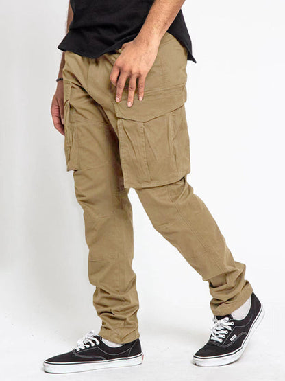 Men's Solid Color Multi-Pocket Casual Cargo Pants - Hiccupzz