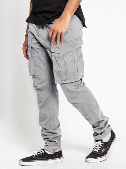 Men's Solid Color Multi-Pocket Casual Cargo Pants - Hiccupzz