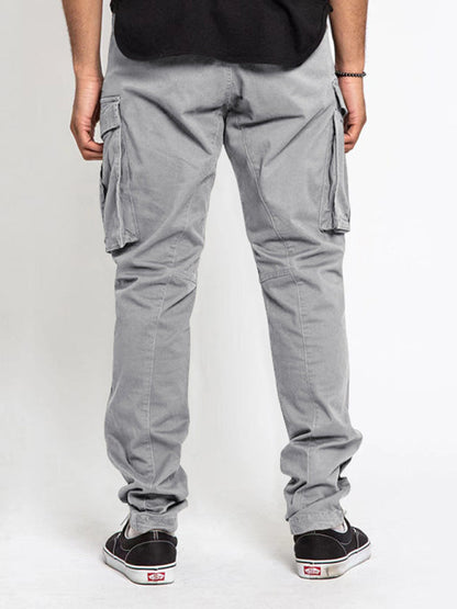 Men's Solid Color Multi-Pocket Casual Cargo Pants - Hiccupzz
