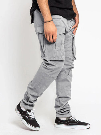 Men's Solid Color Multi-Pocket Casual Cargo Pants - Hiccupzz