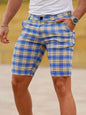 Men's skinny plaid plus size casual shorts - Hiccupzz