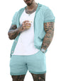 Short-sleeved shorts Knit lapel cardigan Short-sleeved men's suit - Hiccupzz