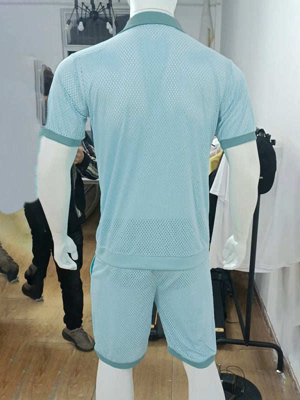 Short-sleeved shorts Knit lapel cardigan Short-sleeved men's suit - Hiccupzz