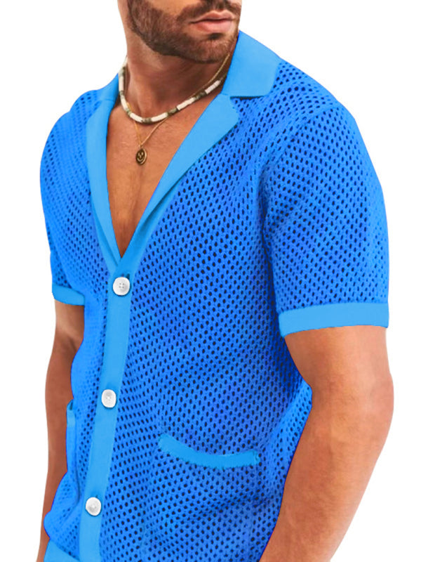 Short-sleeved shorts Knit lapel cardigan Short-sleeved men's suit - Hiccupzz