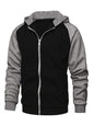 Jacket Contrasting color zipper cardigan plus fleece hoodie men's clothing - Hiccupzz