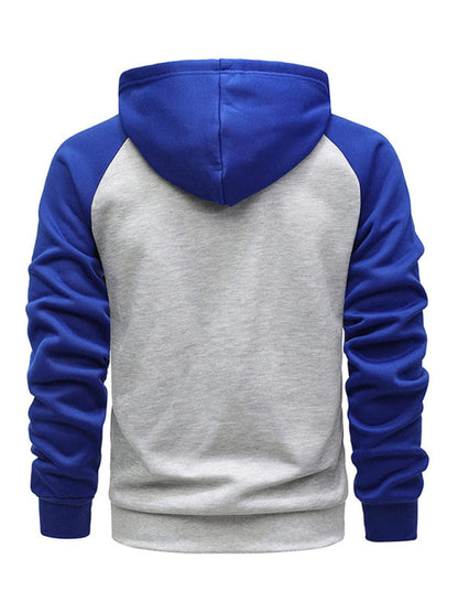 Jacket Contrasting color zipper cardigan plus fleece hoodie men's clothing - Hiccupzz