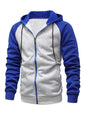 Jacket Contrasting color zipper cardigan plus fleece hoodie men's clothing - Hiccupzz