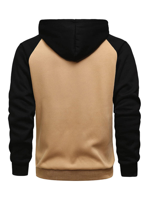 Chaqueta Cárdigan con cremallera de color en contraste y sudadera con capucha de polar para hombre 