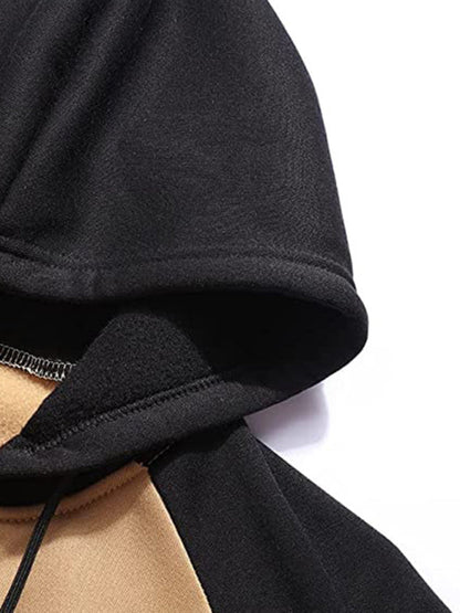 Jacket Contrasting color zipper cardigan plus fleece hoodie men's clothing - Hiccupzz