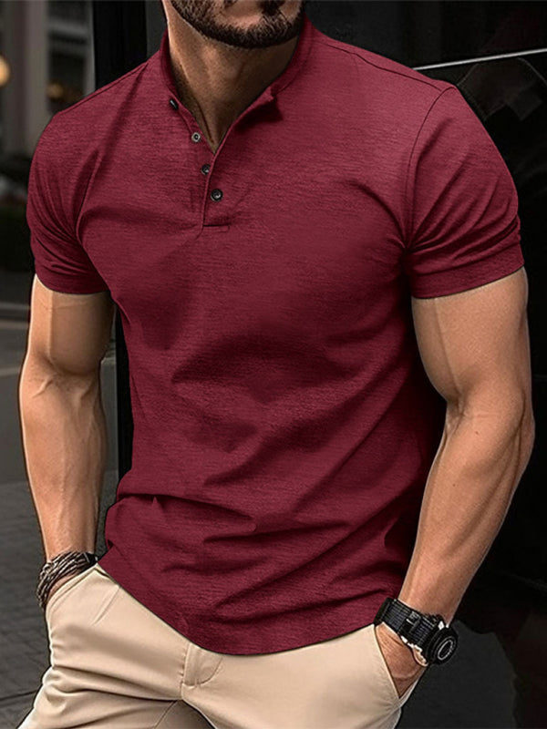 New Men's Button Henley Collar Sports Polo Shirt